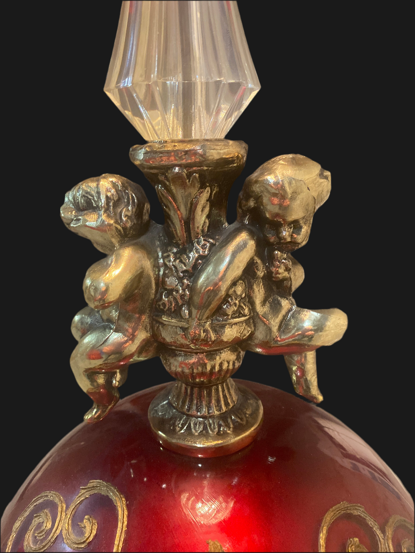 Vintage Red Hollywood Regency Lamp