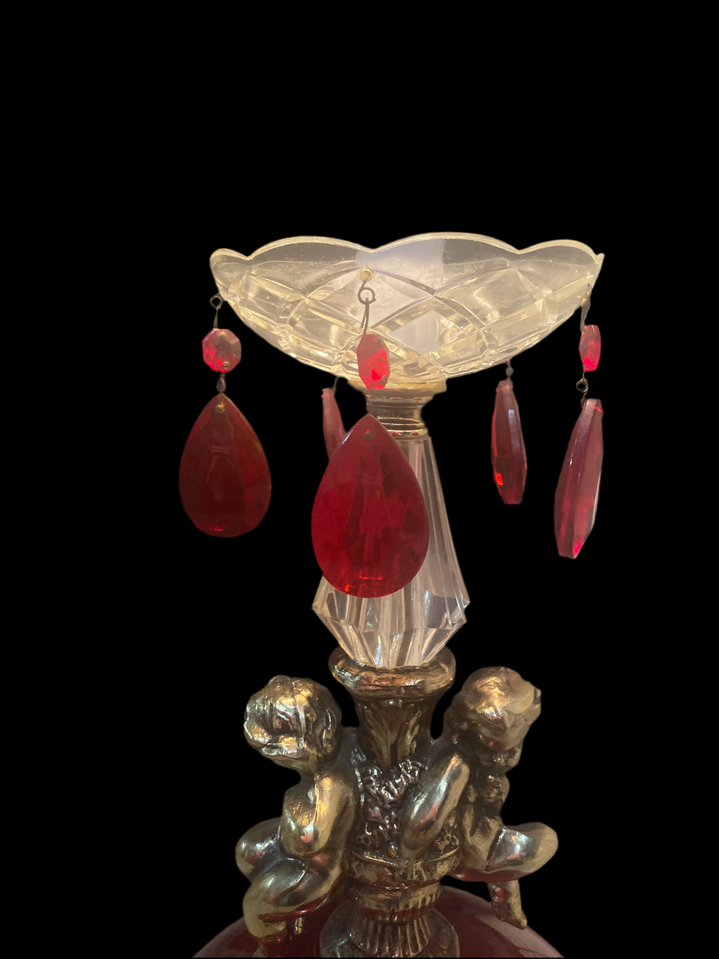 Vintage Red Hollywood Regency Lamp
