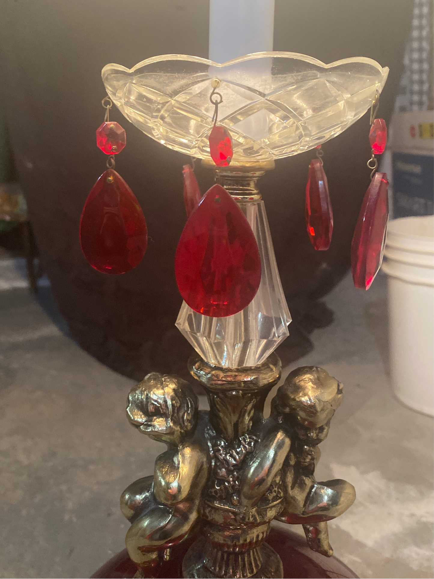 Vintage Red Hollywood Regency Lamp