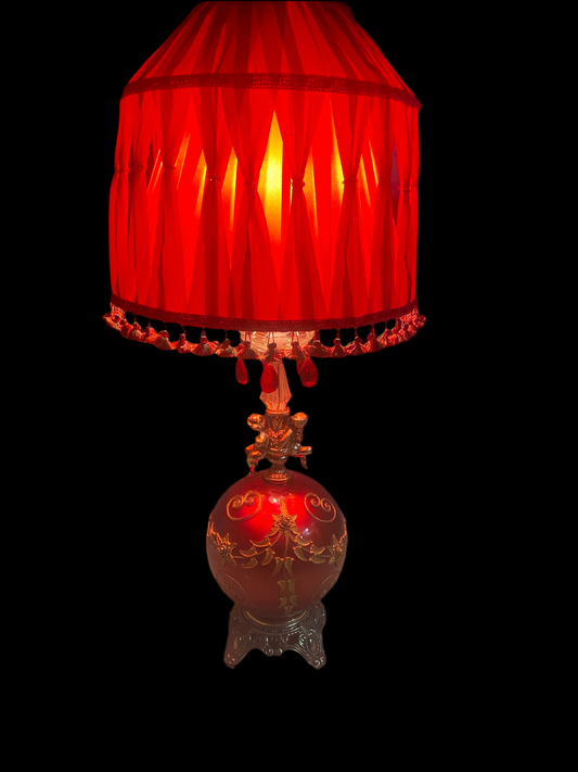 Vintage Red Hollywood Regency Lamp